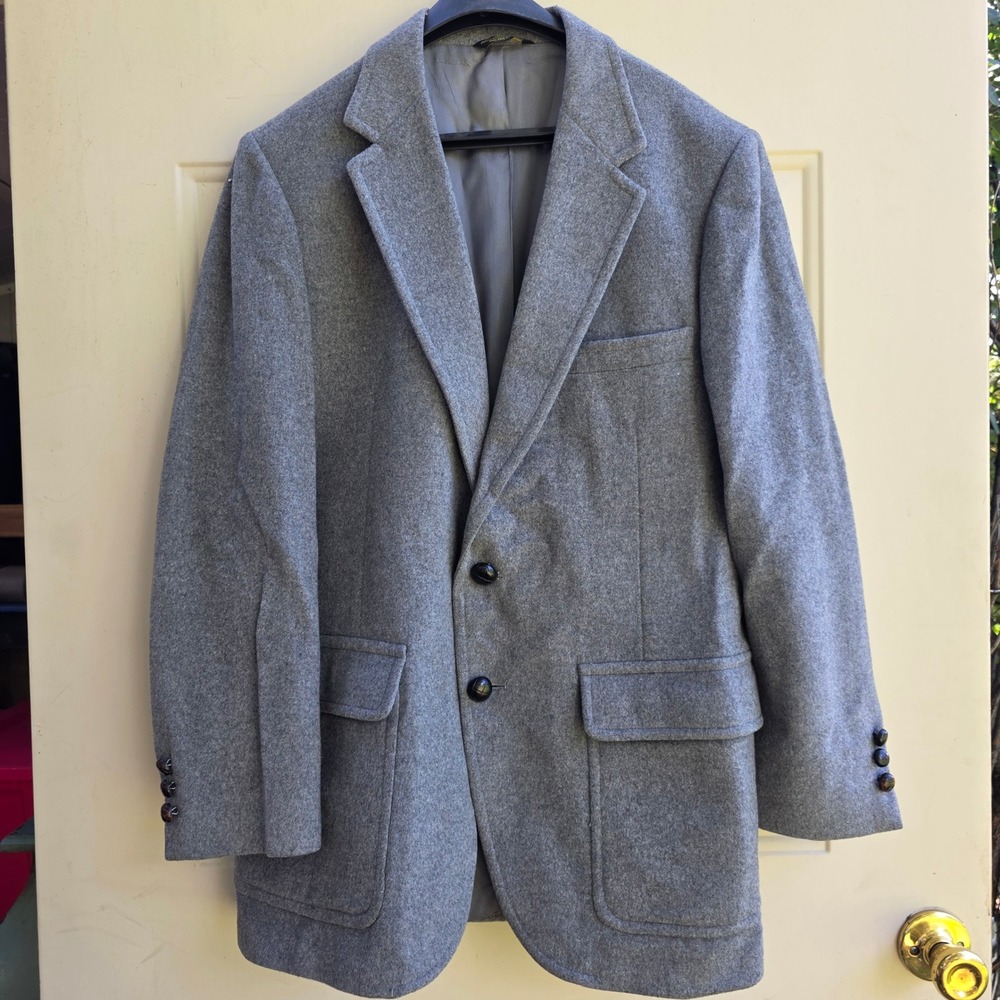 May D&F Colorado gray‎ Wool Blazer Jacket Two Button Lapel Classic Office Career